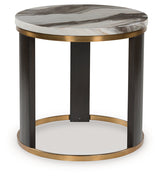 Jazmore Brown/Brass Finish Round End Table (Online Special Price) - Ornate Home