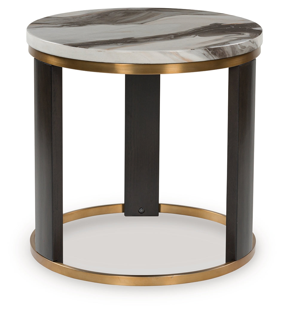 Jazmore Brown/Brass Finish Round End Table (Online Special Price) - Ornate Home