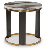 Jazmore Brown/Brass Finish Round End Table (Online Special Price) - Ornate Home