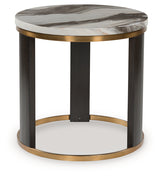 Jazmore Brown/Brass Finish Round End Table - Ornate Home