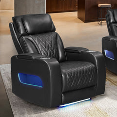 Jazz Black 37"W Leather Aire Power Reclining Chair - Ornate Home