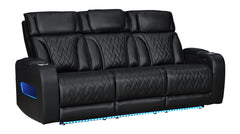 Jazz Black 84"W Leather Aire Power Reclining Sofa - Ornate Home