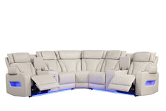 Jazz Ice 117"W Leather Aire Power Reclining Sectional Sofa - Ornate Home