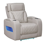 Jazz Ice 37"W Leather Aire Power Reclining Chair - Ornate Home