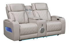 Jazz Ice 74"W Leather Aire Power Reclining Loveseat - Ornate Home