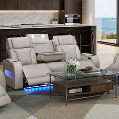 Jazz Ice 84"W Leather Aire Power Reclining Sofa - Ornate Home