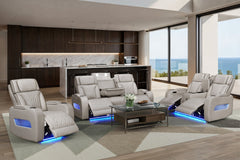 Jazz Ice Leather Aire Power Reclining Sofa, Loveseat & Chair Set - Ornate Home