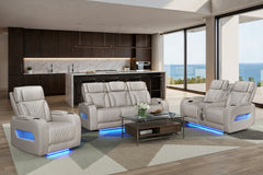 Jazz Ice Leather Aire Power Reclining Sofa, Loveseat & Chair Set - Ornate Home
