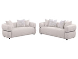 Jeanette Beige 2-piece Fabric Upholstered Round Arm Sofa Set - Ornate Home