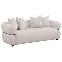 Jeanette Beige 2-piece Fabric Upholstered Round Arm Sofa Set - Ornate Home