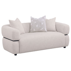 Jeanette Beige 2-piece Fabric Upholstered Round Arm Sofa Set - Ornate Home