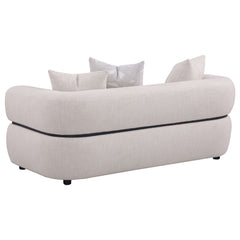Jeanette Beige 2-piece Fabric Upholstered Round Arm Sofa Set - Ornate Home