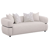 Jeanette Beige 3-piece Fabric Upholstered Round Arm Sofa Set - Ornate Home