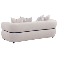 Jeanette Beige 3-piece Fabric Upholstered Round Arm Sofa Set - Ornate Home