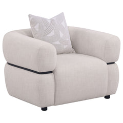 Jeanette Beige 3-piece Fabric Upholstered Round Arm Sofa Set - Ornate Home