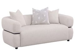 Jeanette Beige 73-inch Fabric Upholstered Round Arm Loveseat - Ornate Home