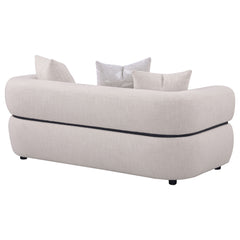 Jeanette Beige 73-inch Fabric Upholstered Round Arm Loveseat - Ornate Home