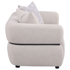 Jeanette Beige 73-inch Fabric Upholstered Round Arm Loveseat - Ornate Home