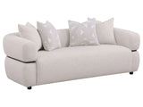 Jeanette Beige 84-inch Fabric Upholstered Round Arm Sofa - Ornate Home