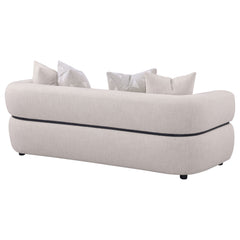 Jeanette Beige 84-inch Fabric Upholstered Round Arm Sofa - Ornate Home