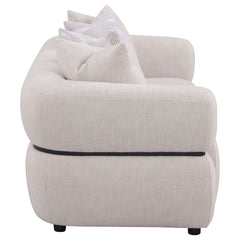 Jeanette Beige 84-inch Fabric Upholstered Round Arm Sofa - Ornate Home