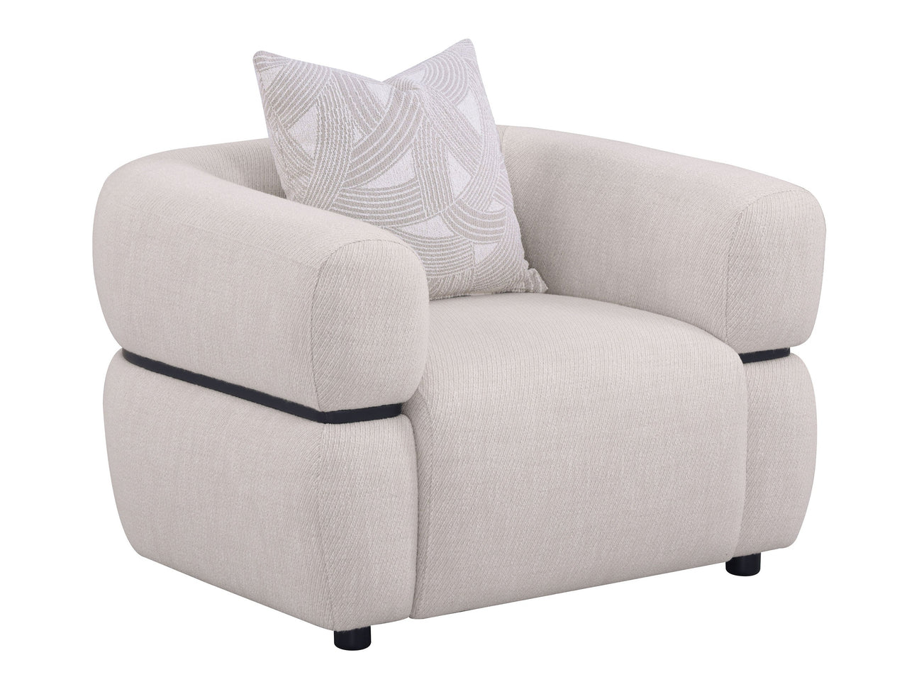 Jeanette Beige Fabric Upholstered Round Arm Accent Chair - Ornate Home