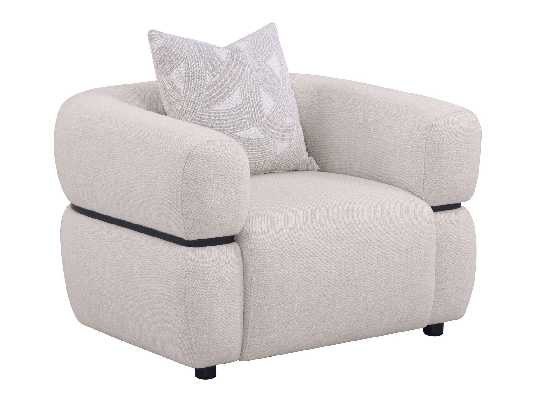 Jeanette Beige Fabric Upholstered Round Arm Accent Chair - Ornate Home