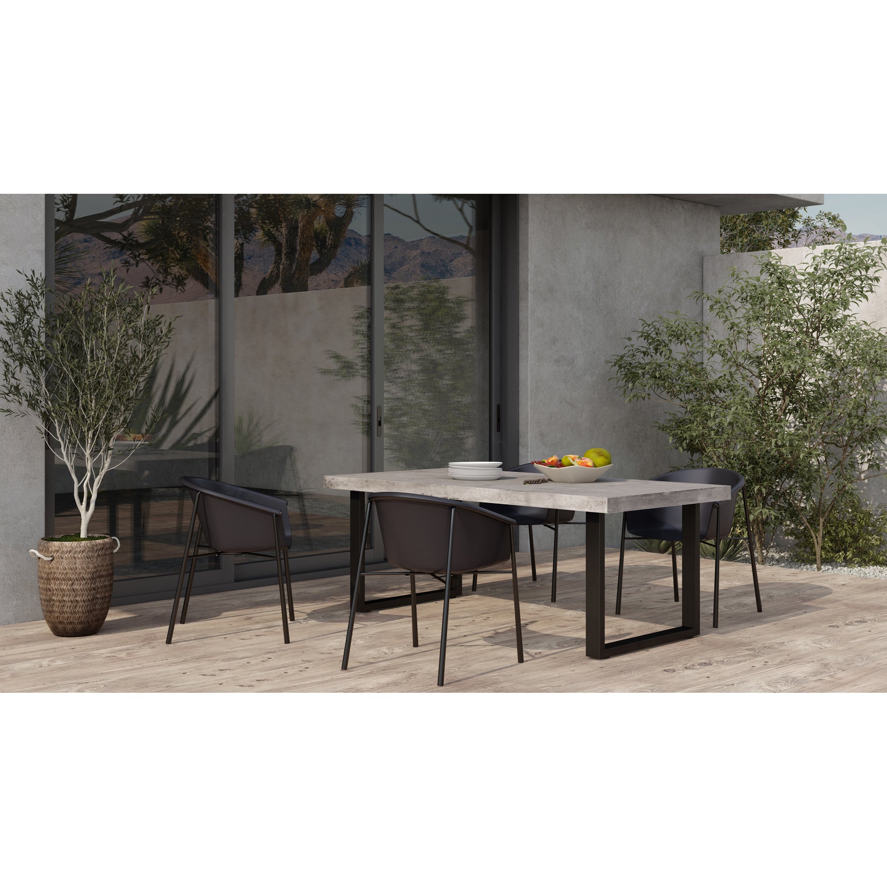 Jedrik Dark Grey Large Outdoor Dining Table - Ornate Home