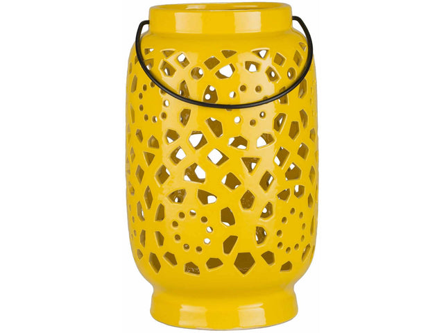 Jeiseyville Yellow Geometric Ceramic Lantern - Ornate Home