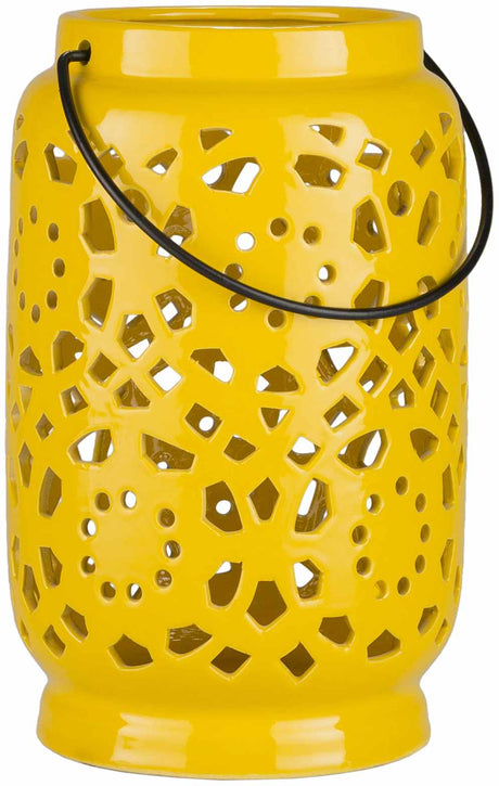Jeiseyville Yellow Geometric Ceramic Lantern - Ornate Home