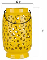 Jeiseyville Yellow Geometric Ceramic Lantern - Ornate Home
