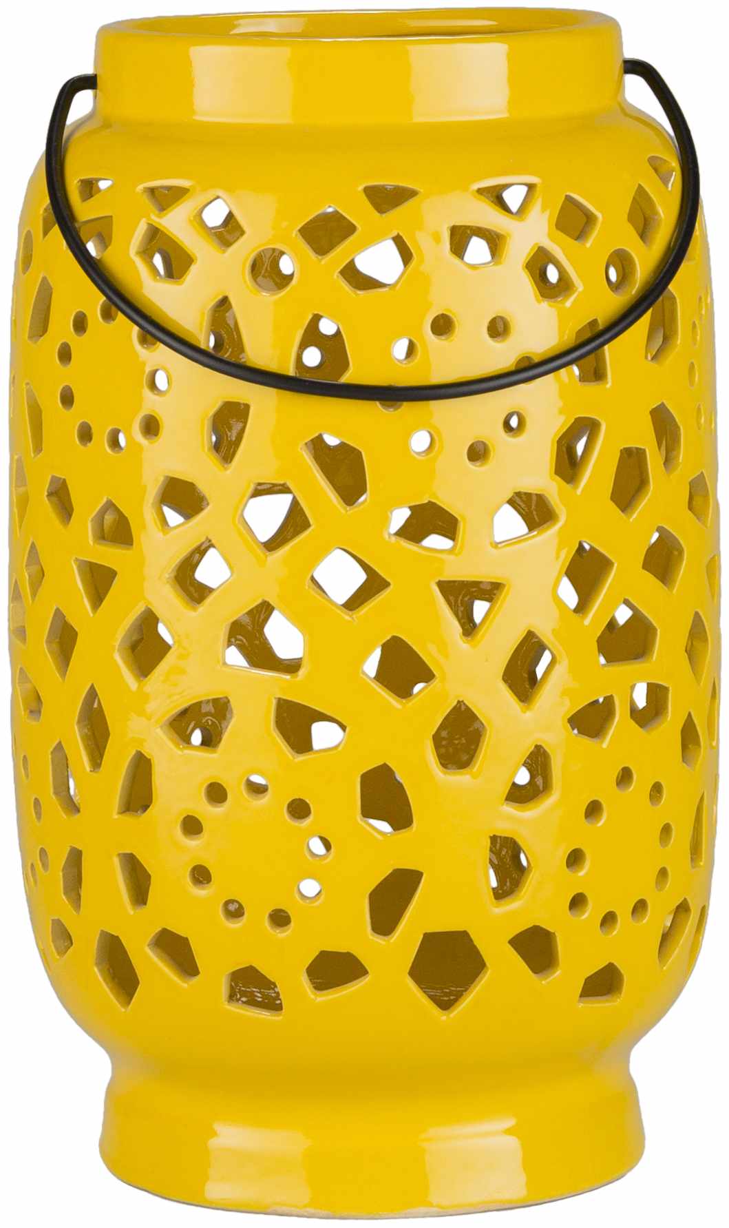 Jeiseyville Yellow Geometric Outdoor Ceramic Lantern - Ornate Home