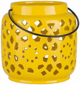 Jeiseyville Yellow Geometric Outdoor Ceramic Lantern - Ornate Home