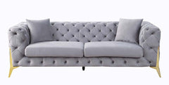 Jelanea Gray/Gold Sofa w/ 2 Pillows - Ornate Home