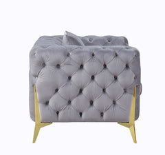 Jelanea Gray/Gold Sofa w/ 2 Pillows - Ornate Home