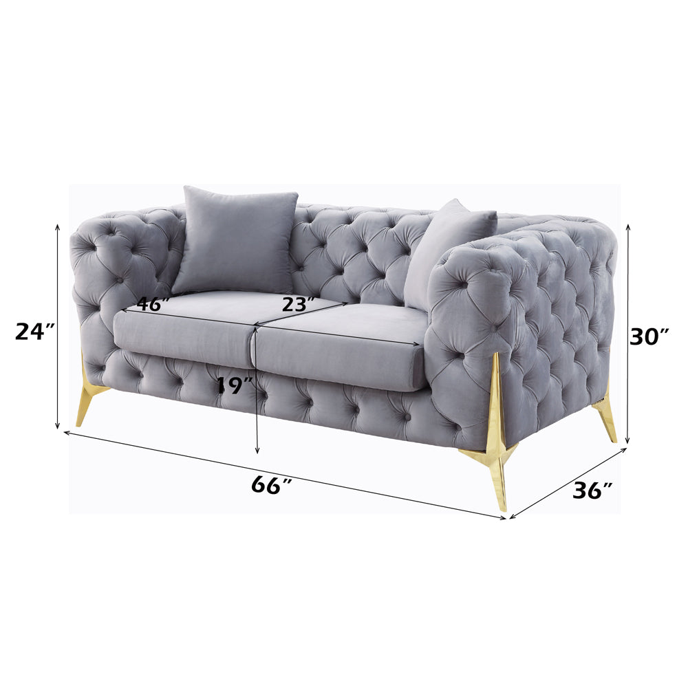 Jelanea Gray Velvet Stationary Loveseat - Ornate Home
