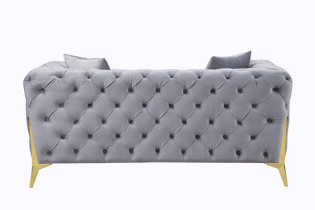 Jelanea Gray Velvet Stationary Loveseat - Ornate Home
