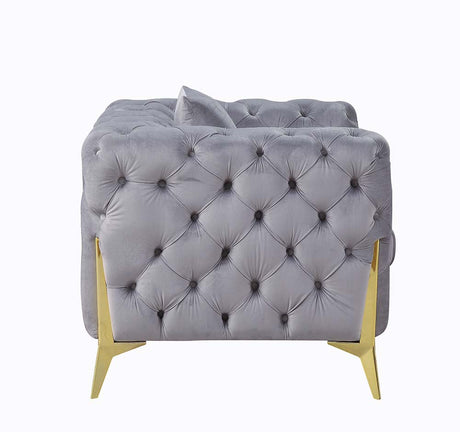 Jelanea Gray Velvet Stationary Loveseat - Ornate Home