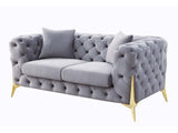 Jelanea Gray Velvet Stationary Loveseat - Ornate Home