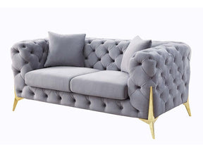 Jelanea Gray Velvet Stationary Loveseat - Ornate Home