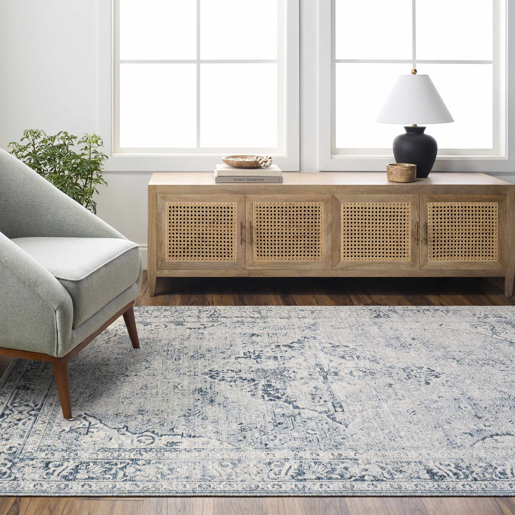 Jemma Blue Medallion Area Rug - Clearance - Ornate Home