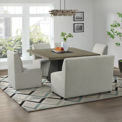 Jemma Grey 6-Piece Standard Height Dining Set with Square Table, Four Chairs & Bench - Ornate Home