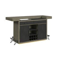 Jemma Grey/Dark Espresso Bar Table Set with Light - Ornate Home