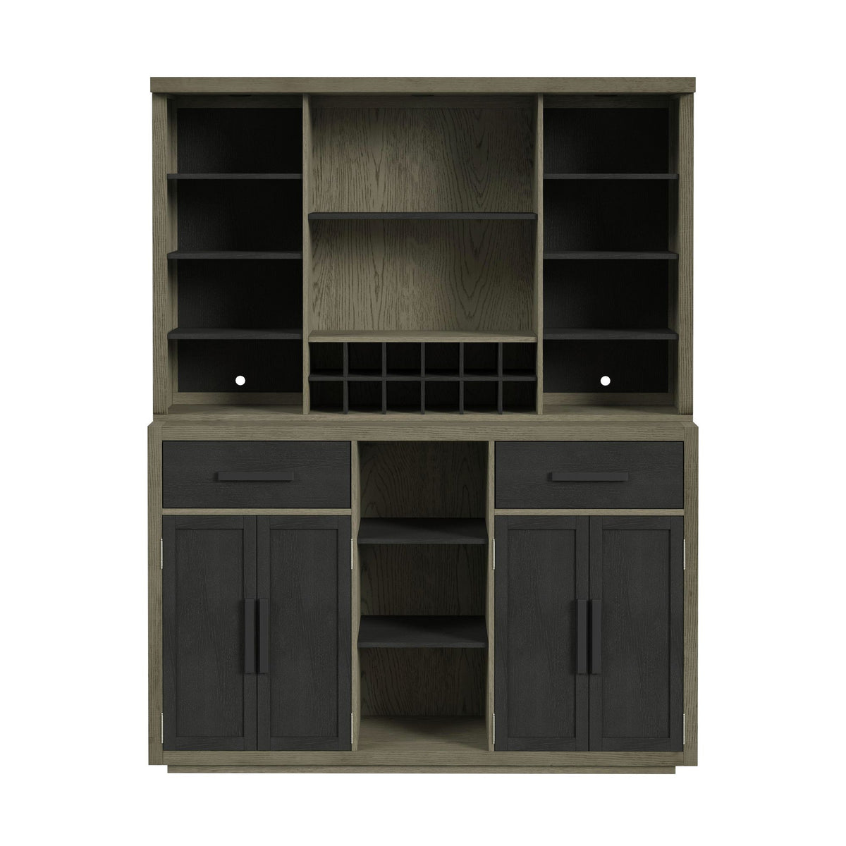 Jemma Grey/Dark Espresso Buffet and Hutch with Light - Ornate Home