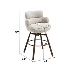 Jena Beige/Walnut Counter Height Chair w/Swivel - Ornate Home