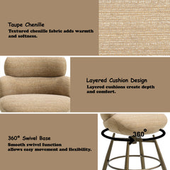 Jena Taupe/Bronze Counter Height Chair w/Swivel - Ornate Home