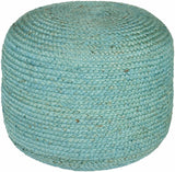 Jenkinjones Knitted Aqua Jute Pouf - Ornate Home