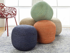 Jenkinjones Knitted Aqua Jute Pouf - Ornate Home