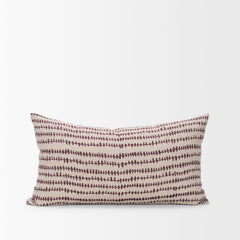 Jenna Beige 14x26 with Merlot Print Linen Lumbar Decorative Pillow Cover - Ornate Home