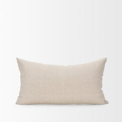 Jenna Beige 14x26 with Merlot Print Linen Lumbar Decorative Pillow Cover - Ornate Home